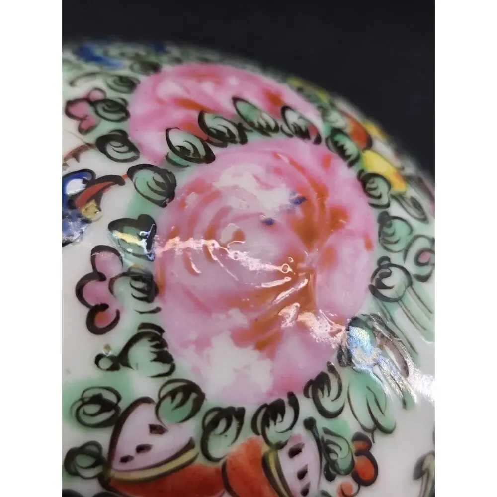 Vtg Chinese Export Famille Rose Medallion Porcelain Hand Painted Creamer Pitcher